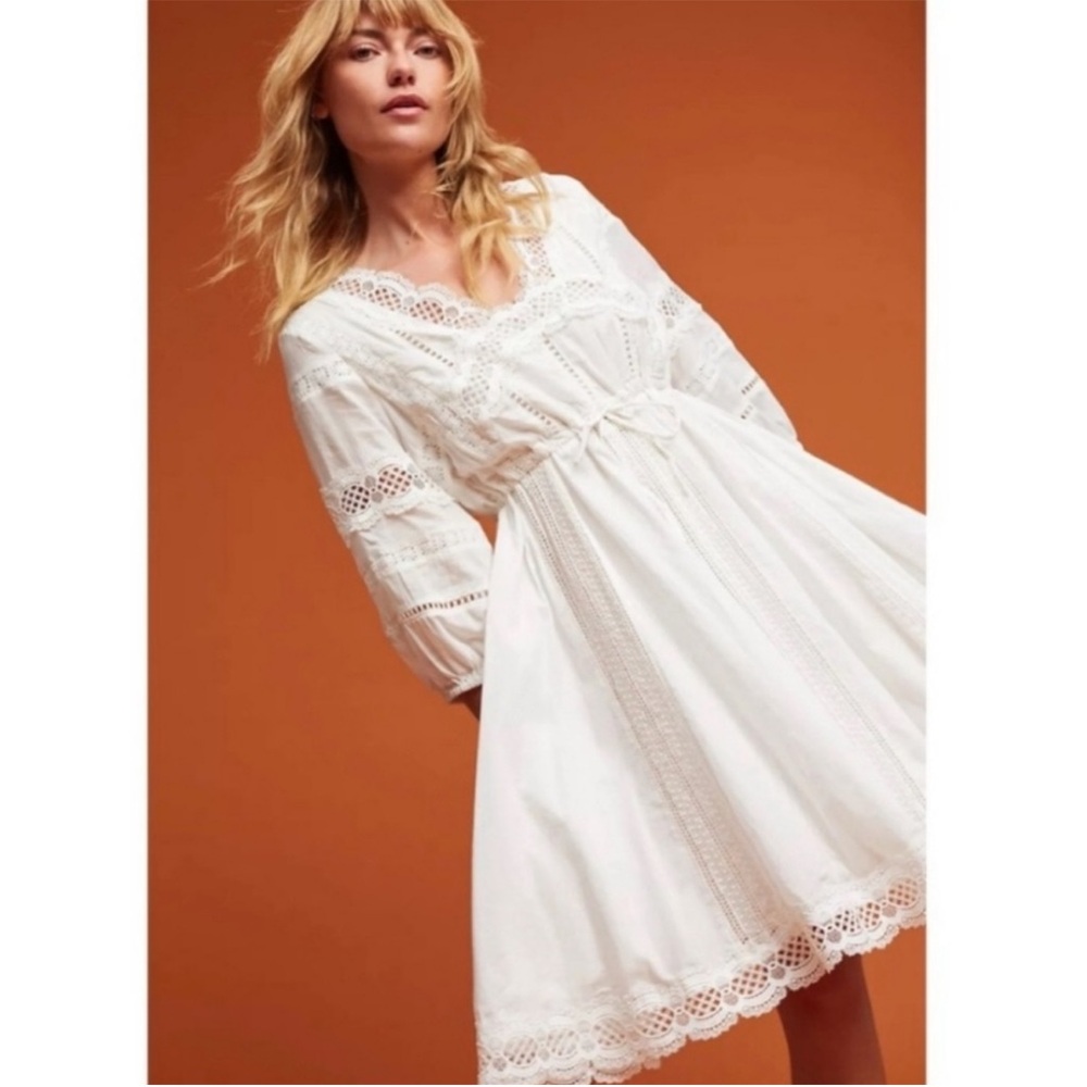 Anthropologie Eri + Ali Gustov White Eyelet Lace Dress